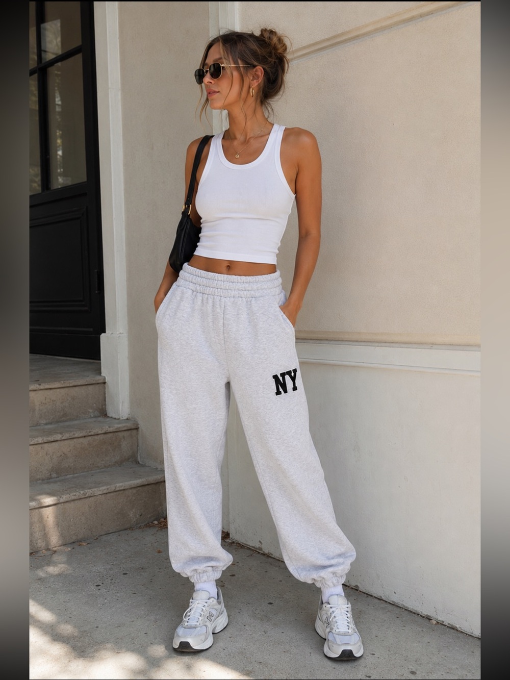 Zara Gray NY Oversized Jogger Sweatpants Small Y2K Graphic Lounge Casual